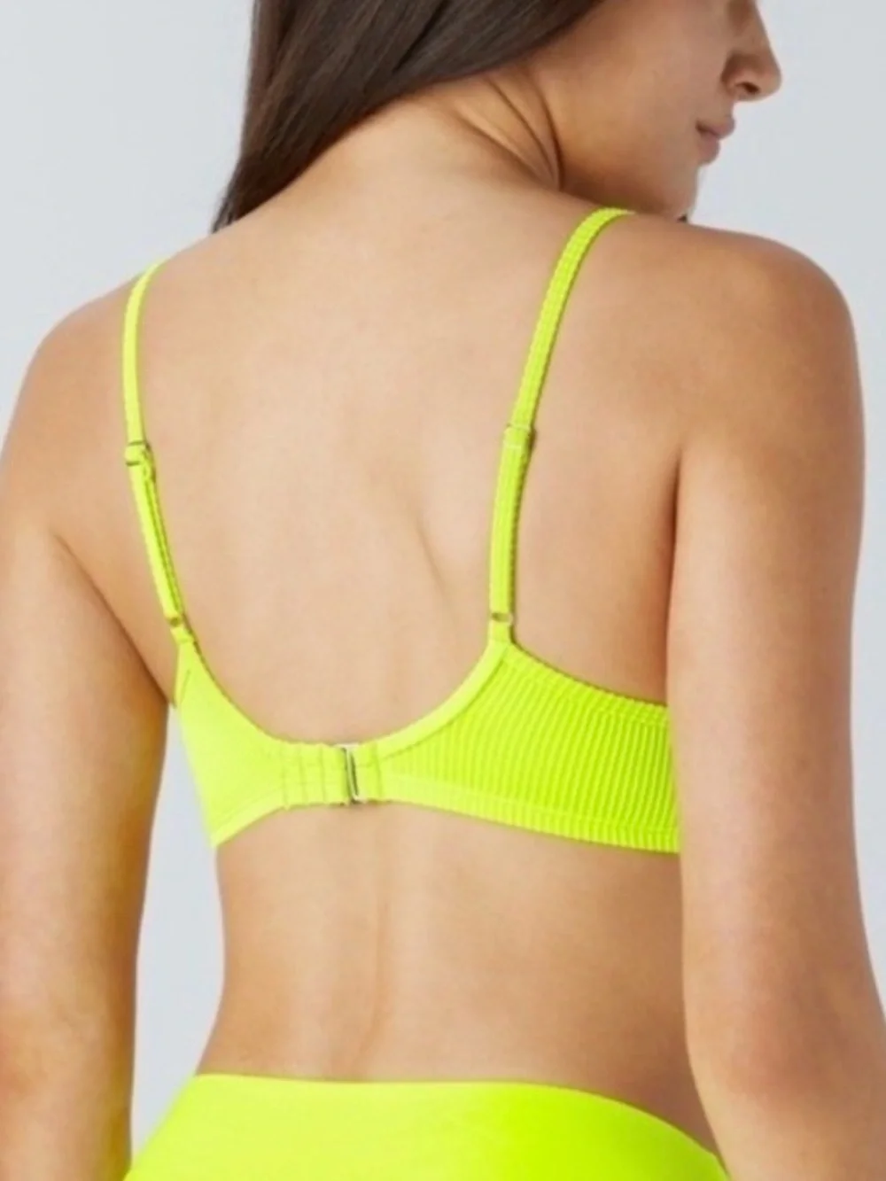 Halara Ribbed Bikini Top Size Large Neon Yellow NWOT